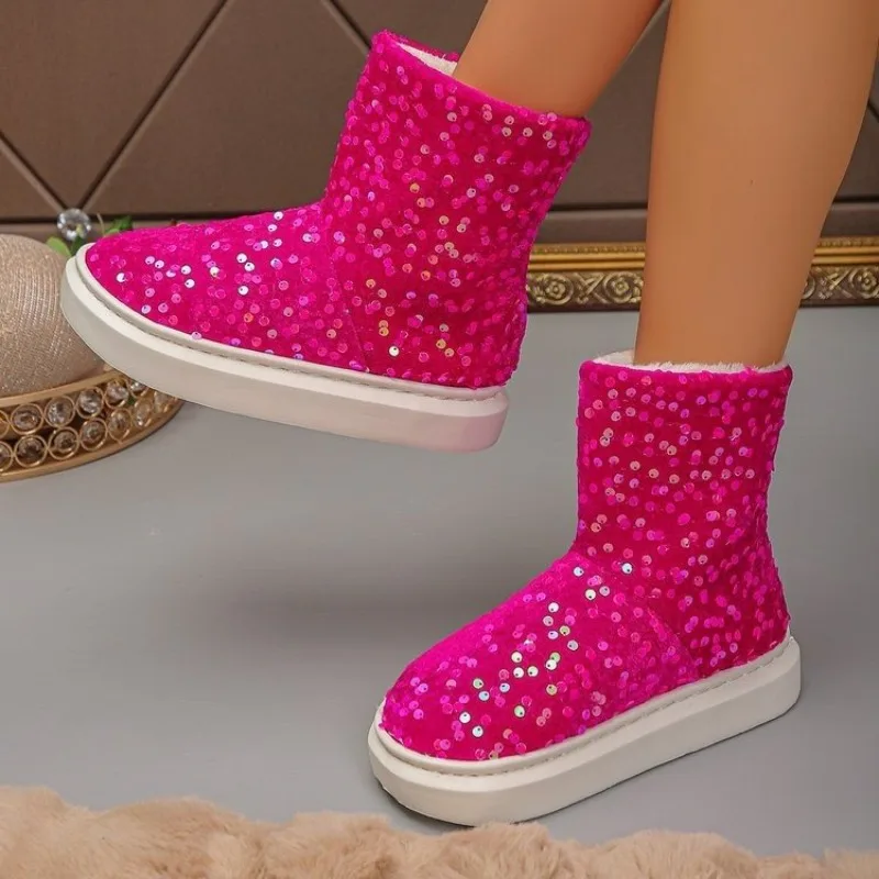 أحذية الثلوج الأوروبية المرصعة بالنجوم الماسية اللامعة 2025 نعل مطاطي شتوي أنيق بأكمام غربية #5