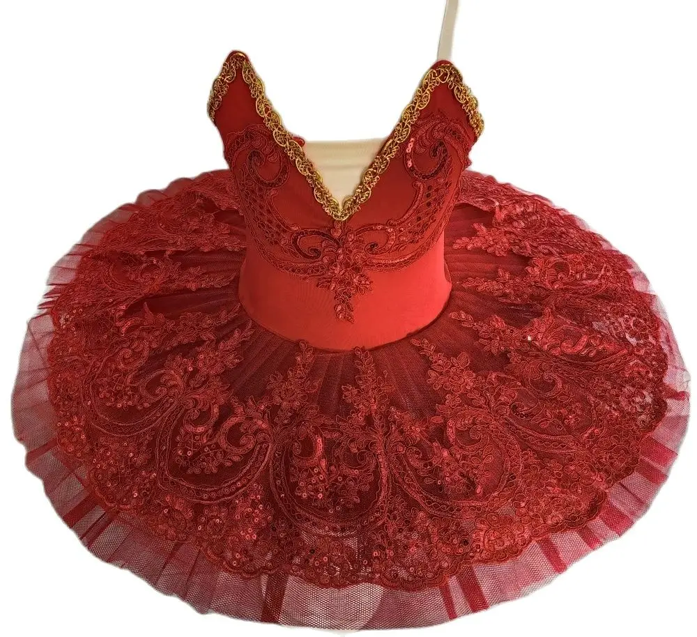 

Children Professional Ballet Tutu Dress Adult Red Tutu Pancake Performance Dance Swan Lake Ballerina Costumes Girls