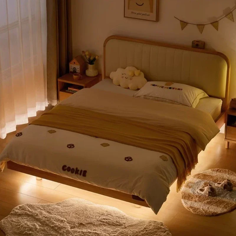 Детская кровать с деревянным каркасом для мальчиков и девочек, детская кровать для одной квартиры, простая белая кровать Camas Moderrnas Inteligentes, мебель для дома