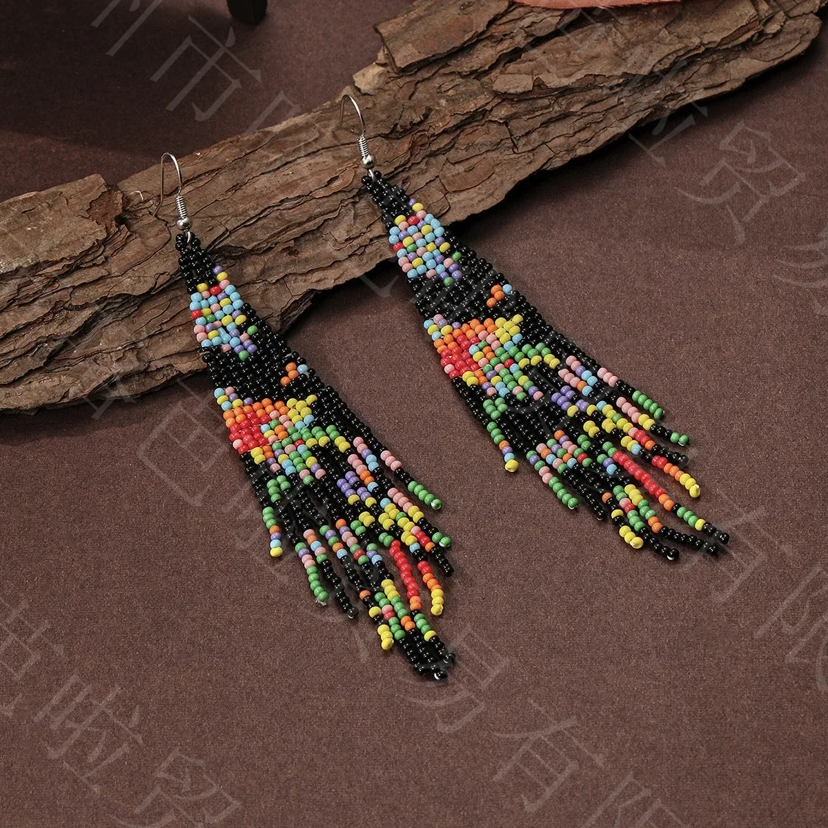 2025 Rice Bead Earrings Hand Weaving Beaded Floral Pastoral Style Pearl Rice Retro Bohemia Geometry Alloy Ma'am Tassel Ear