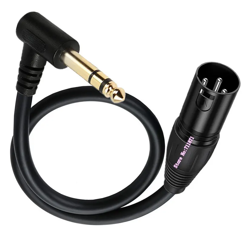 Right Angle Elbow Mono TS 6.35 Male XLR Male Female Audio Cable Line 90 Degree Stereo TRS 6.35 Male XLR CANNON Male Female Cable