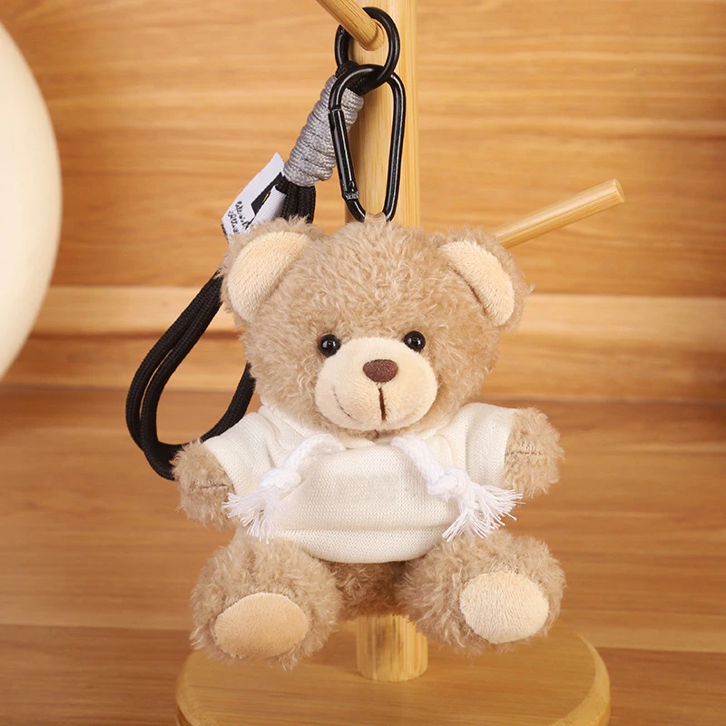 Dessin animé ours brun en peluche poupée sac à dos pendentif porte-clés mignon Animal en peluche jouet tentures ornement cadeau d'anniversaire pour enfants