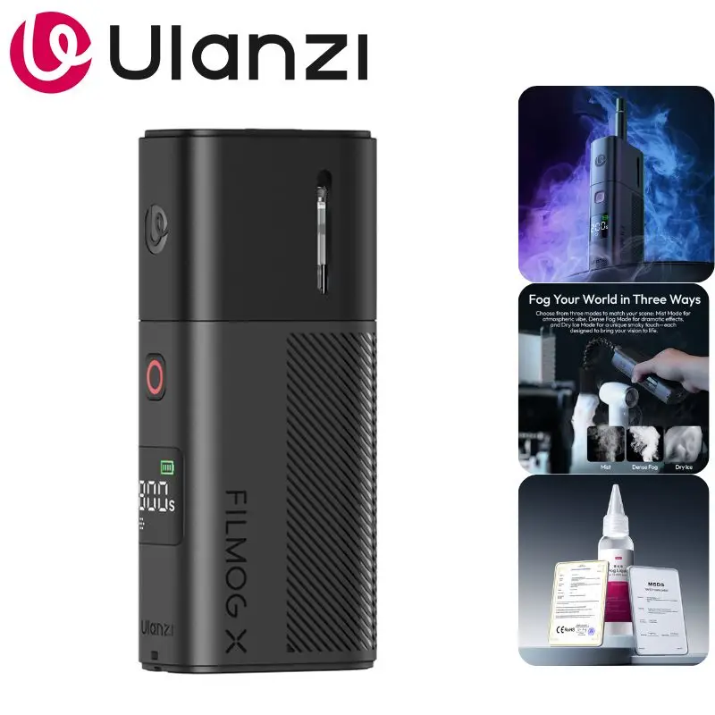 

Ulanzi FM02 FILMOG X Smoke Machine 3Modes Haze Ice Dry Ice Food-Grade Fog Juice Safe Odorless For Vlog Portrait Food Photography