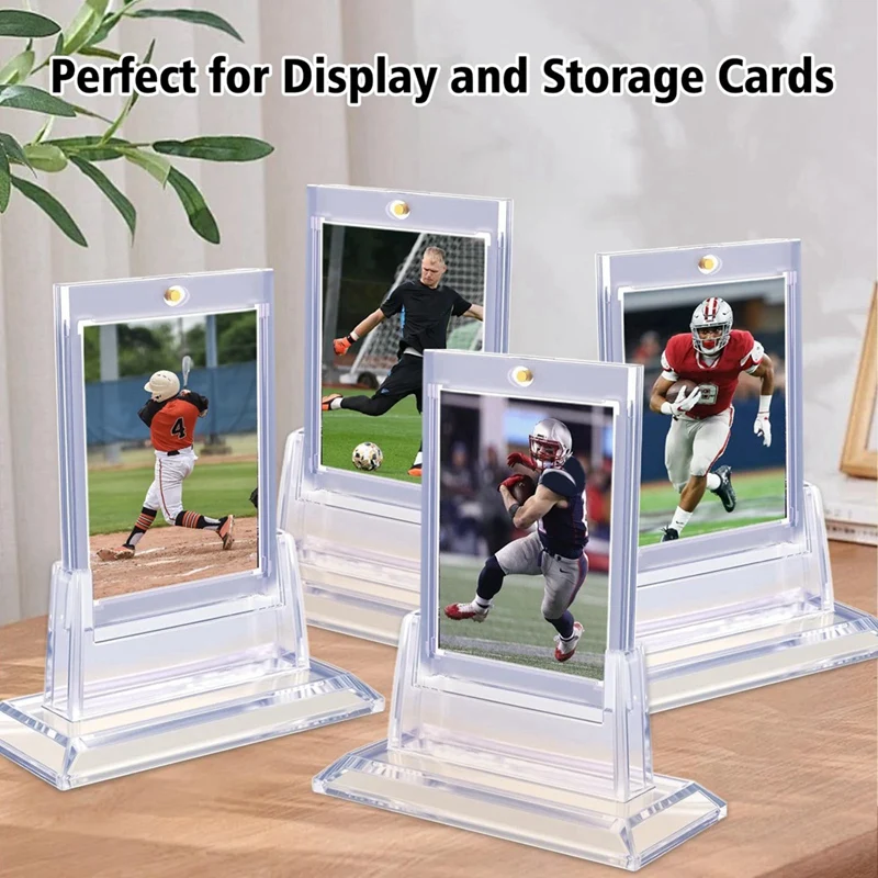 12 Count Magnetic Card Holders For Trading Cards, 35PT Acrylic Baseball Card Holders With Card Stands For Sports Cards Durable