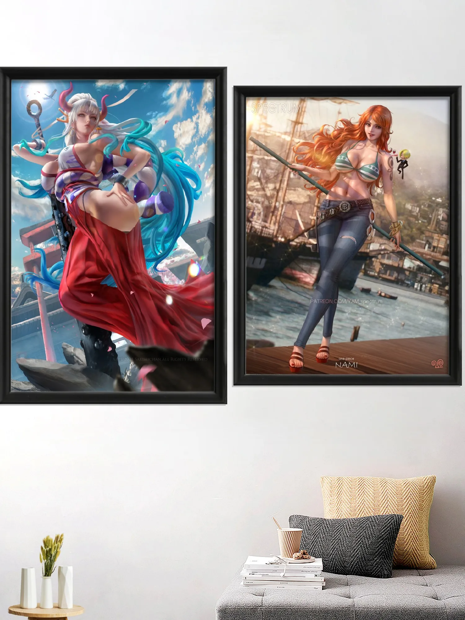 Nami Cartoon Anime Art-Poster, Boa Hancock, Yamato Sexy Nude Girl, Custom Picture Prints, Silk Home Decoration, Wall Decoration