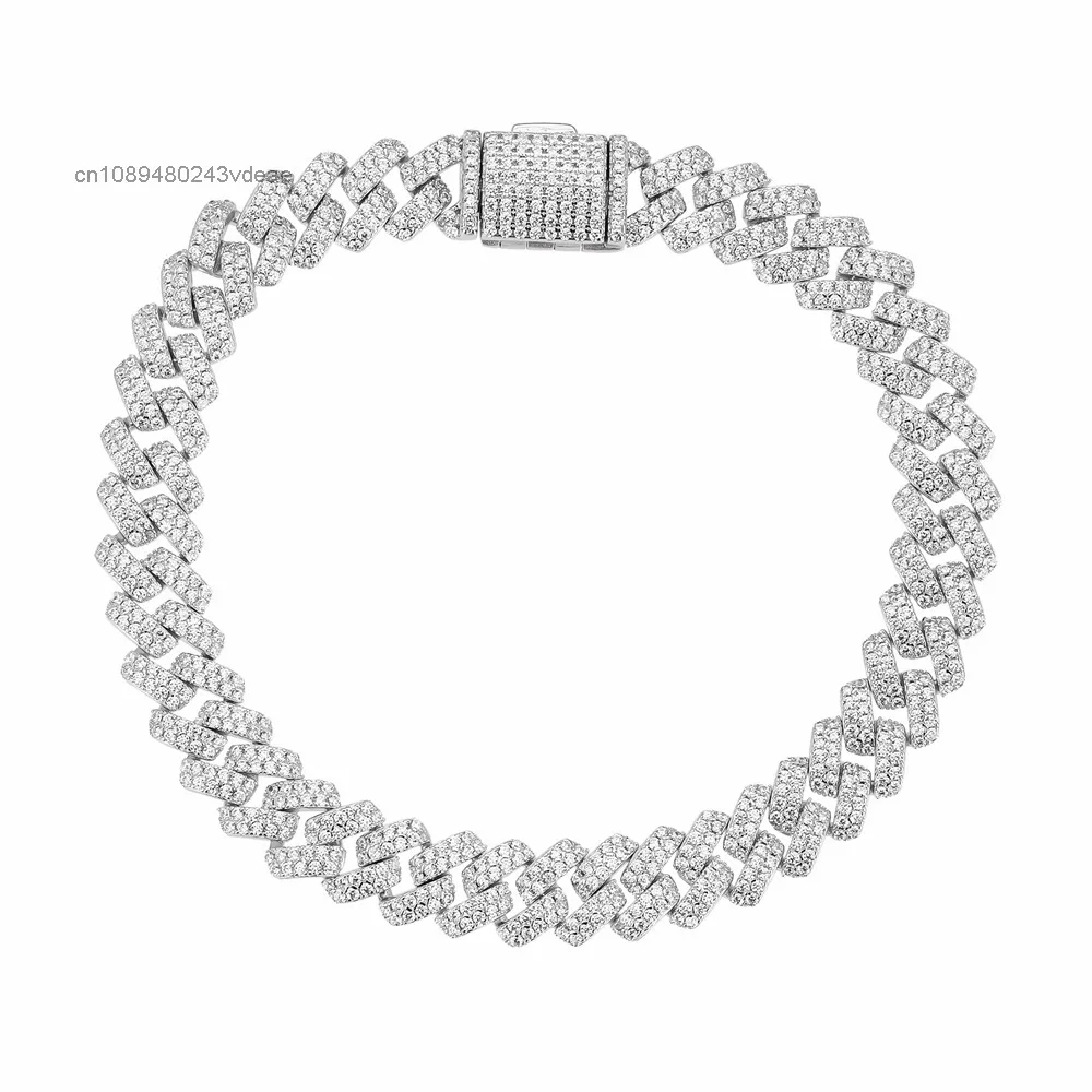 

High Quality Trendy 925 Silver Cuban Chain Popular Classic European and American Style Zircon Cuban Chain for Men