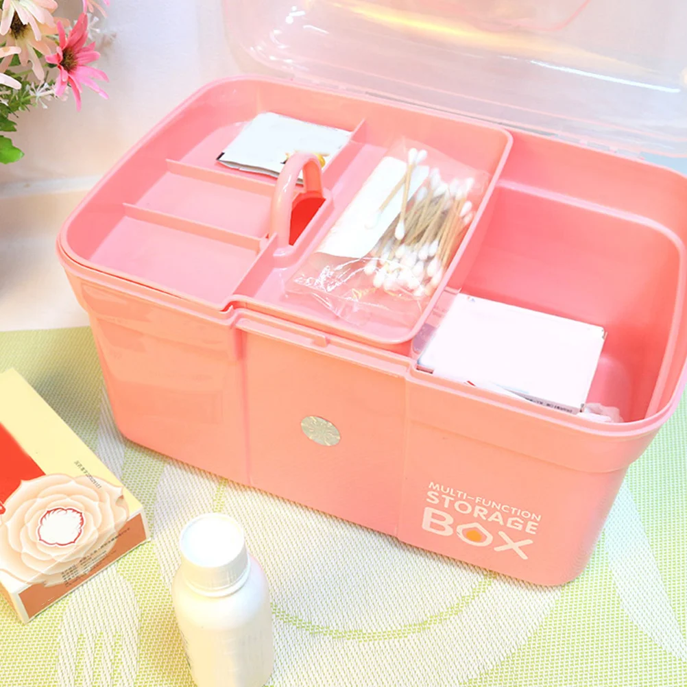 حقيبة تخزين الأدوية المحمولة 31x20x20 سنتيمتر الوردي سعة كبيرة صغيرة الحجم تصميم السلس قوي المنظم للمنزل