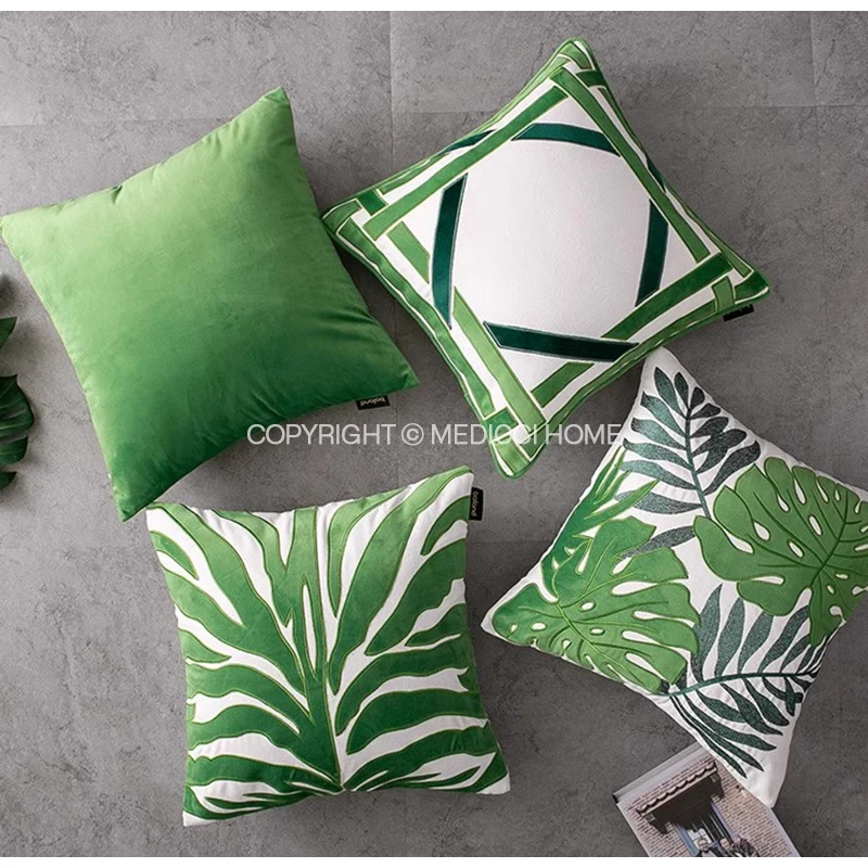 Medicci Home Retro Green Zanzibar Trellis Decorative Cushion Cover Urban American Luxury Geometric Pillowcase For Couch Sofa Bed