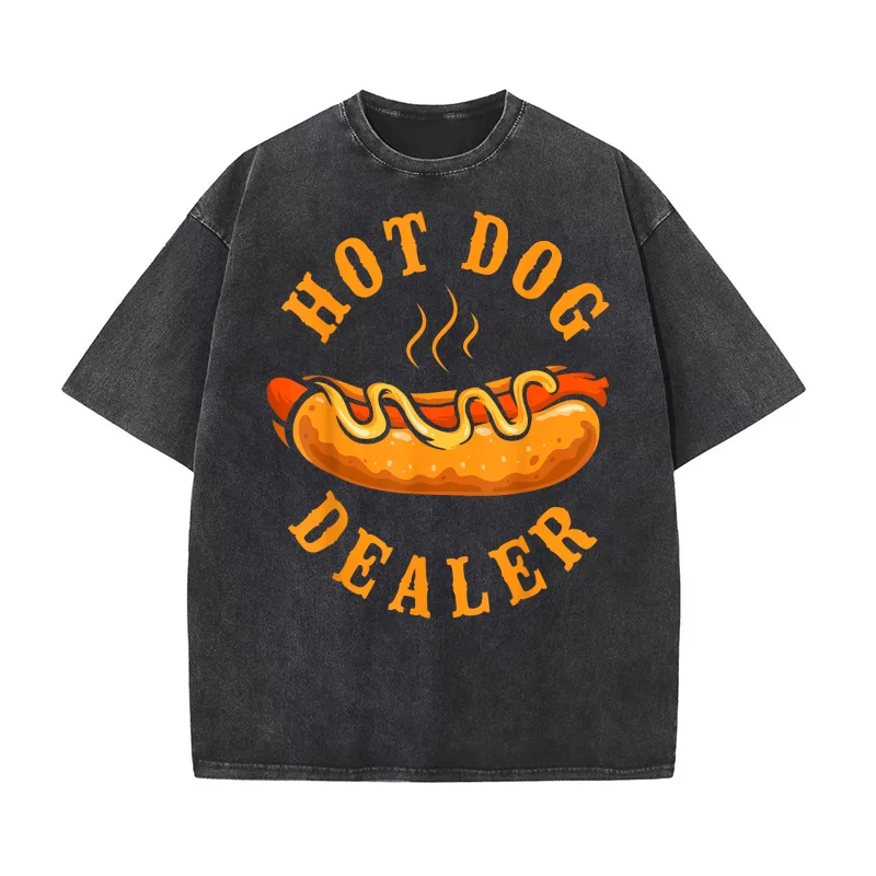 

Hot Dog Adult Hot Dog Dealer Pure Cotton Luxury Brand Men's T-shirts O-neck Tshirt Oversized Art Graphic Clothing Printed