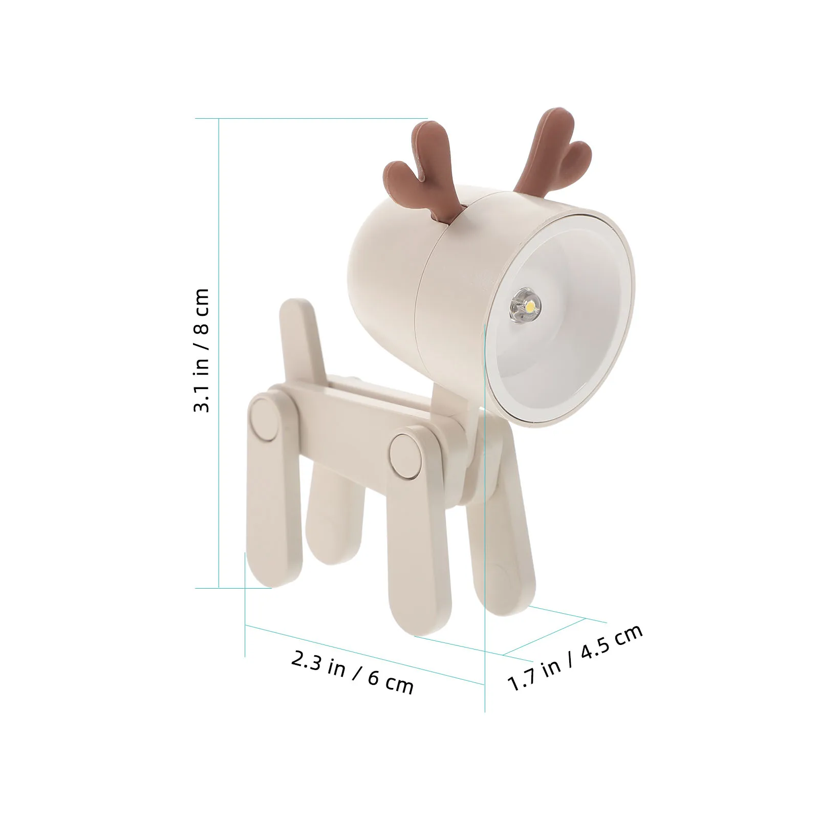 

Mini Night Light Cartoon Foldable Desk Lamp Beige Deer Shaped Bedroom Living Room Decorative Practical Household