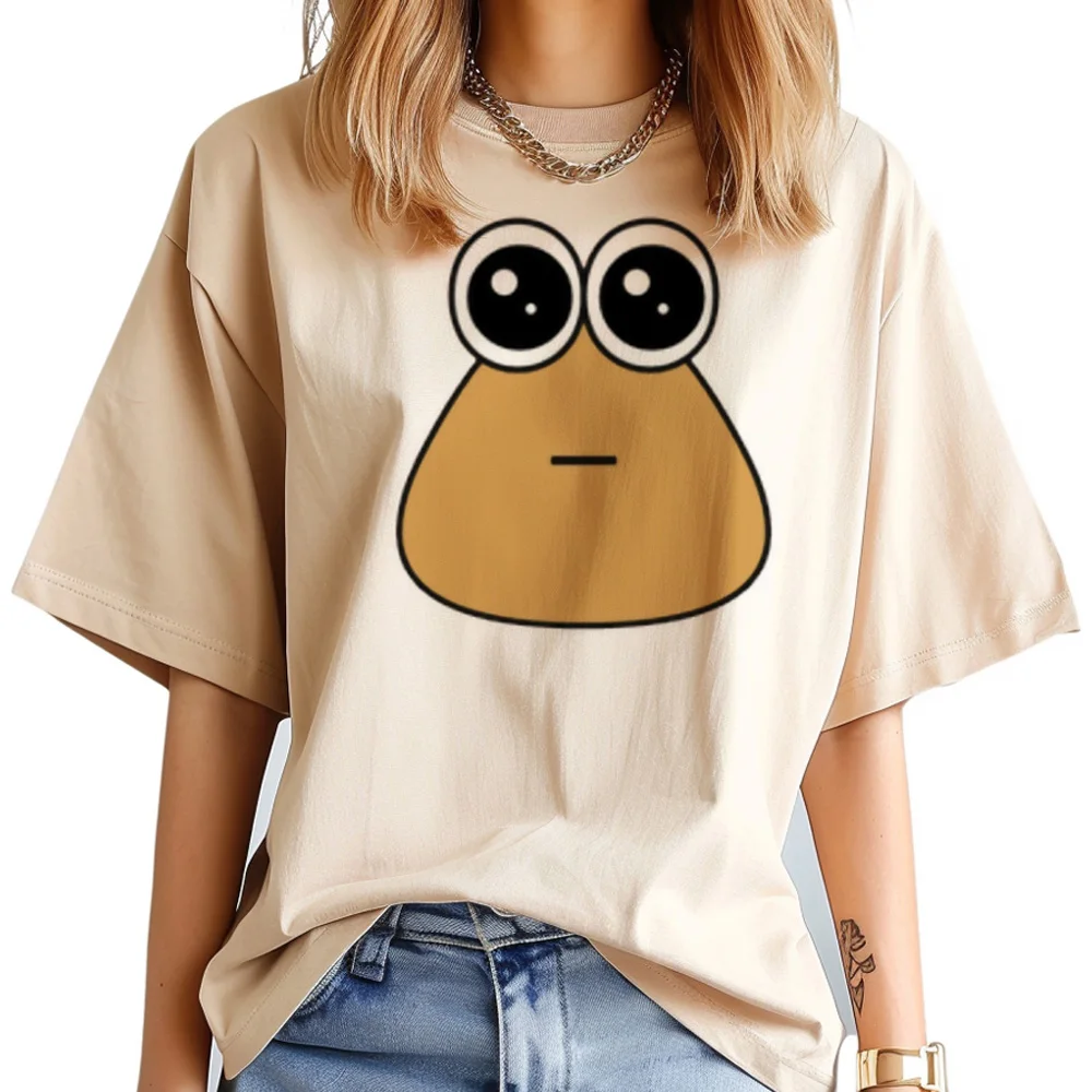 Camiseta de Pou para mujer, camisetas divertidas japonesas para mujer, ropa de cómic de los años 2000