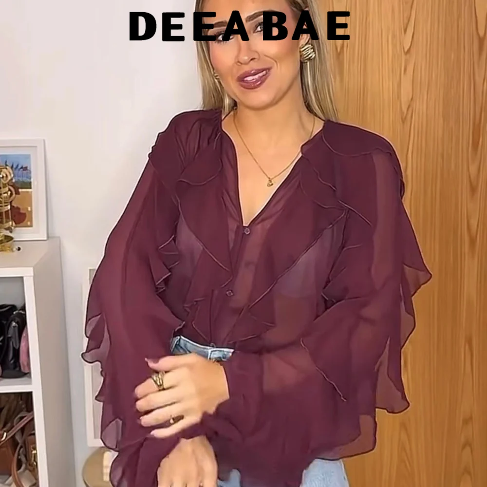 DEEABAE Lente nieuwe dameskleding Europese en Amerikaanse stijl Franse modeontwerp gelaagd decoratief shirt