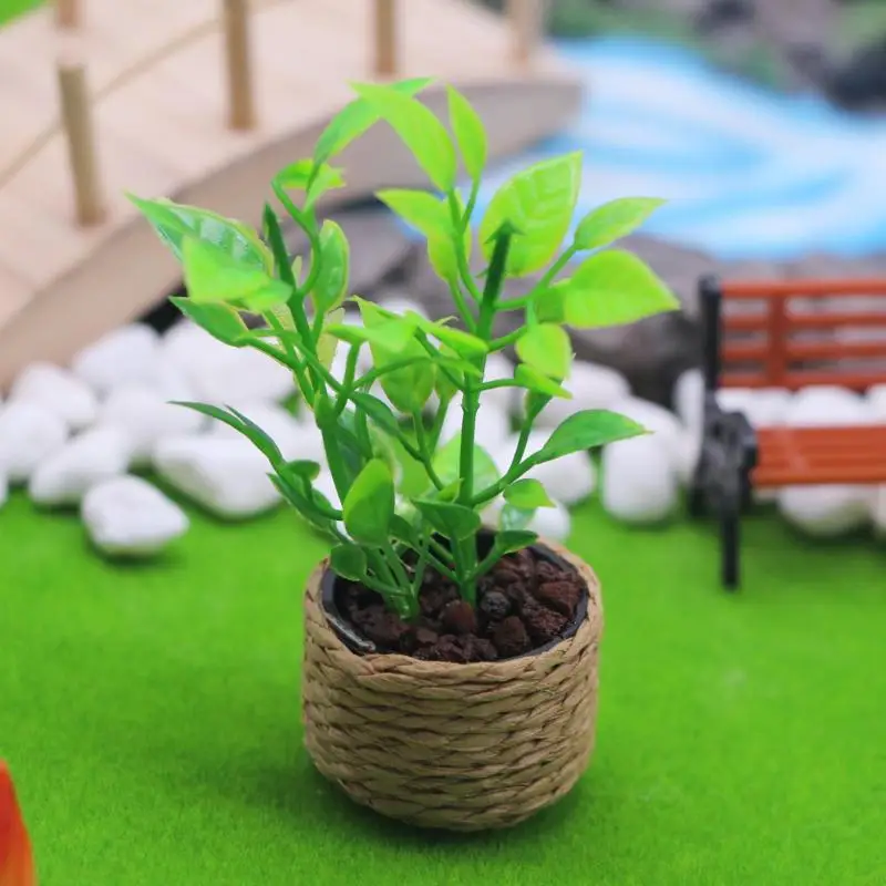 1Pcs Home Garden Furniture Decor Toy 1:12 Dollhouse Miniature Orange Tree Potted Green Potted Plants Model
