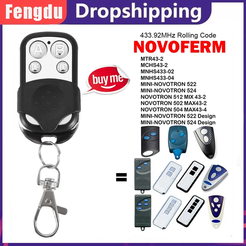 

NOVOFERM 433.92MHz Garage Door Remote Control NOVOFERM NOVOTRON 502 MAX43-2 512 MIX 43-2 504 MAX43-4 433MHz Rolling Code