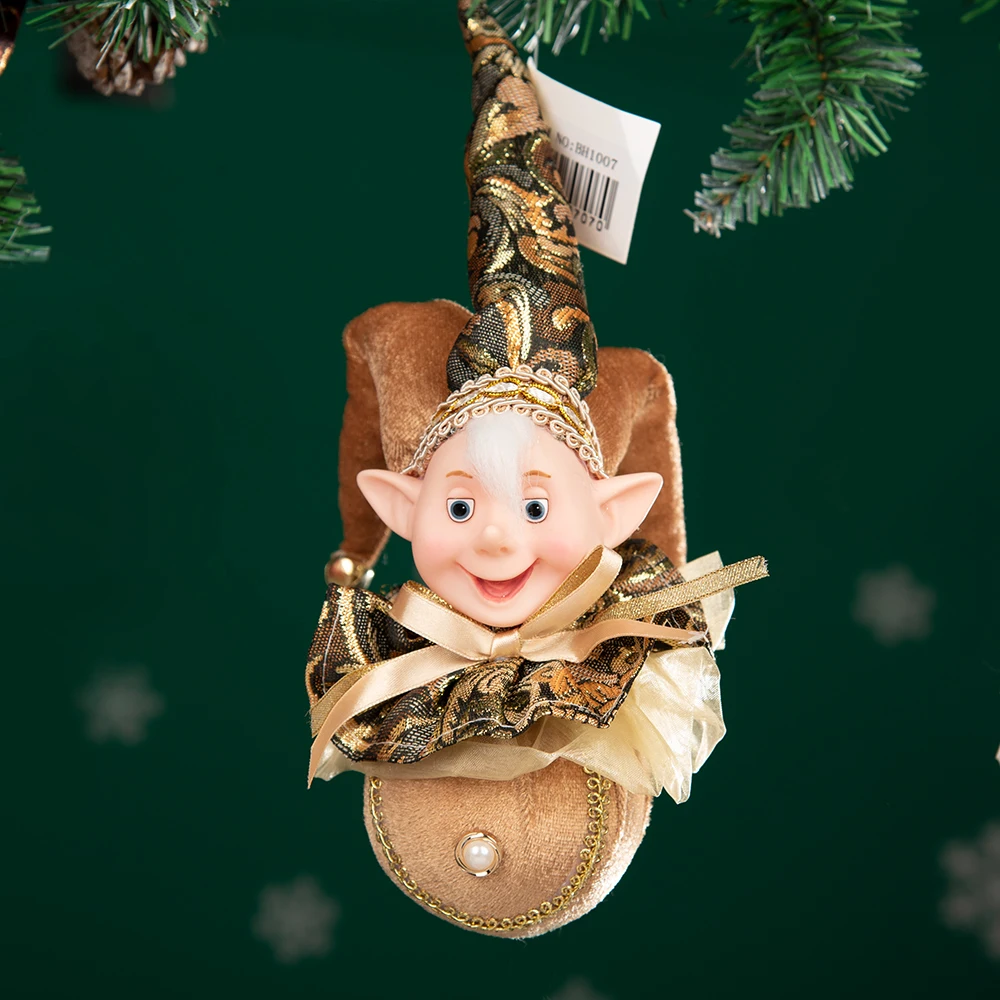 Elf Doll Head Clown Toy Christmas Pendant Ornaments Decor Elf  Decoration Navidad New Year Gifts For Kids