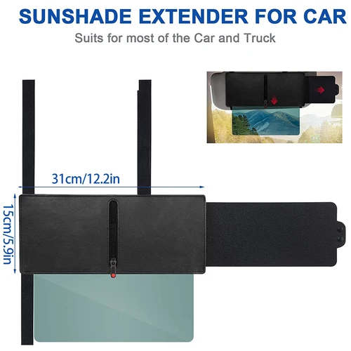Imagen 2 del producto Extensor de parasol antideslumbrante para coche, bloqueador solar para ventana de coche, bloqueador de rayos UV, placa de parasol, accesorios interiores ajustables para automóviles