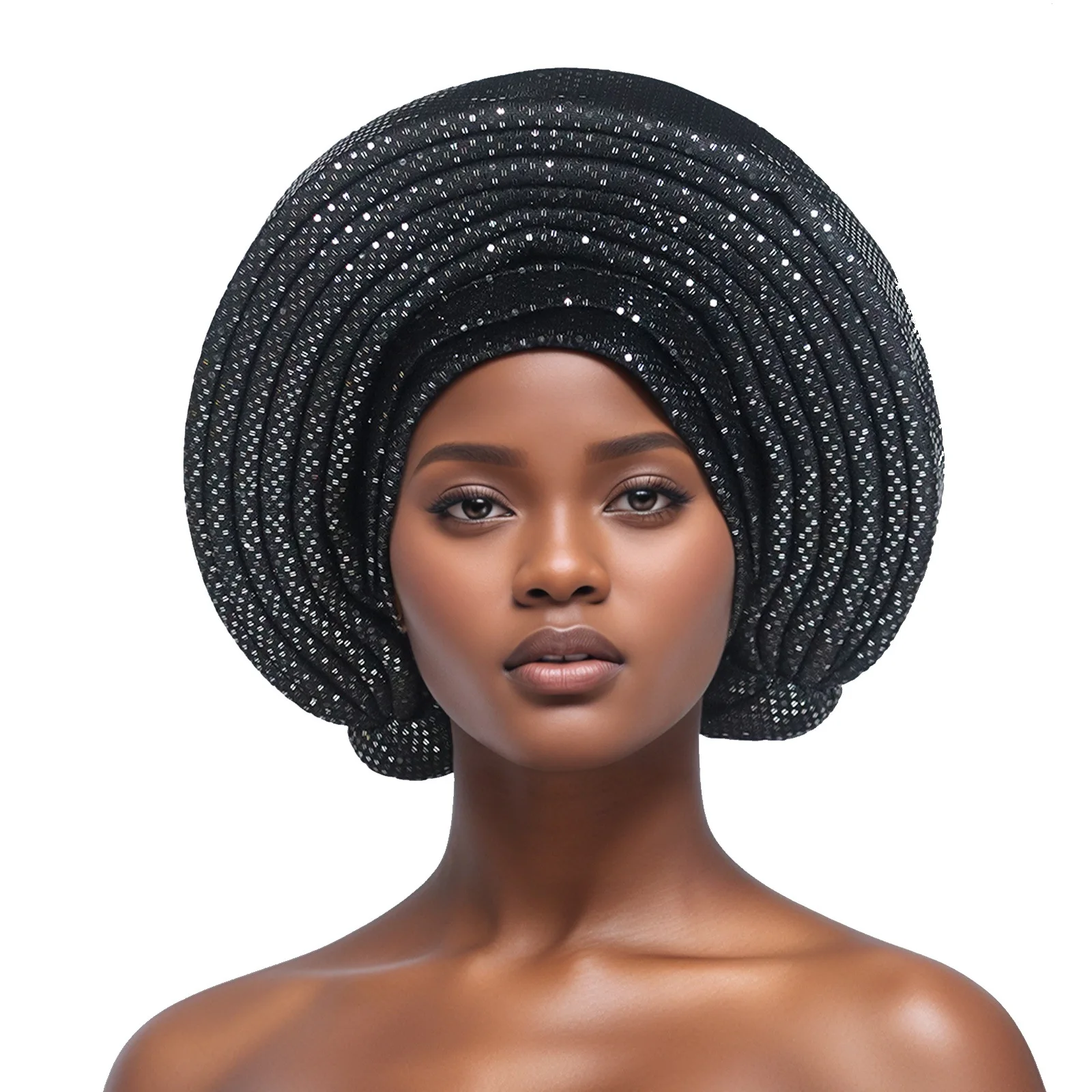 New Glitter Turban Cap for Women Already Made African Auto Gele Headtie Nigeria Wedding Geles Female Head Wrap Hijab Headpiece