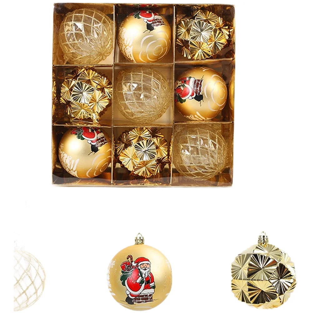 

Набор из 9 рождественских шаров 8 см, окрашенные пластиковые украшения для елочного венок, настольного праздничного украшения, роскошный стиль