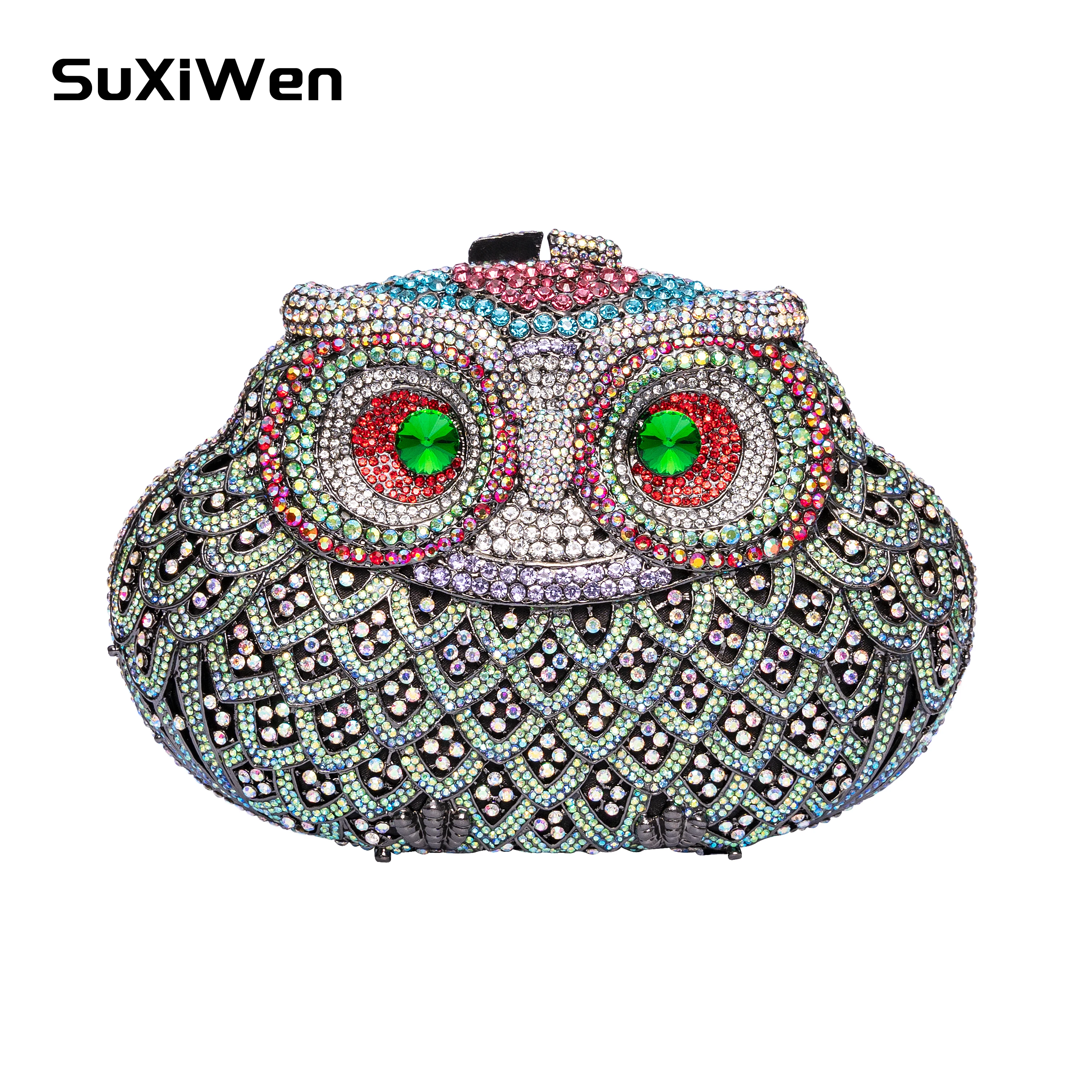 

Luxury Owl Shape Diamond Clutch Bag Crystal Evening Bags Women Wedding Handbags Ladies Party Gold Metal Minaudiere