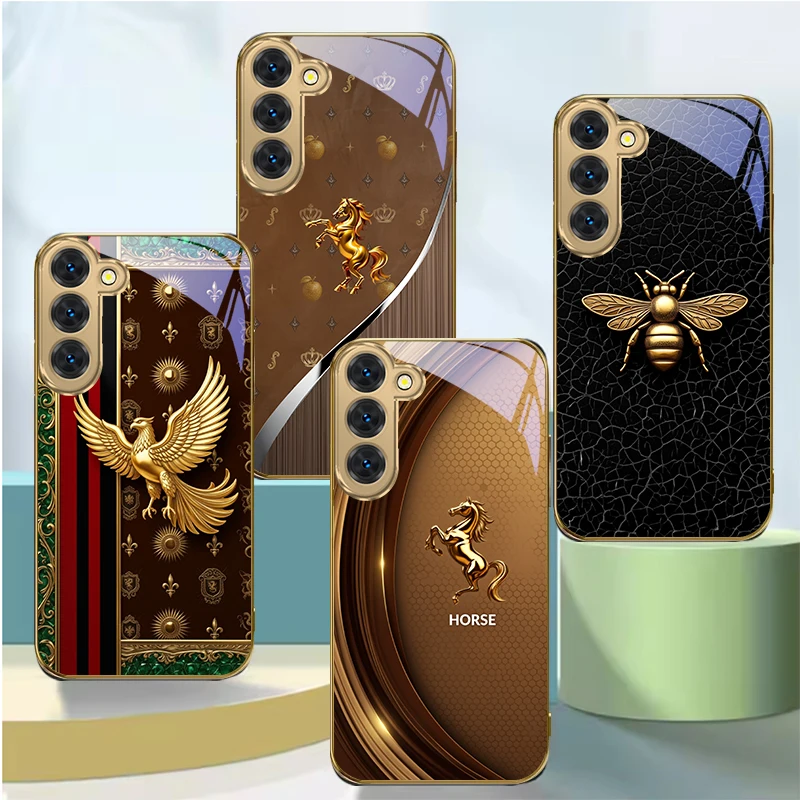 Cuibi Golden Eagle For Samsung Galaxy S26 S20 FE S21 S22 S23 Plus S24 Ultra S25 Ultra S21 25 S22Plus Golden glass phone case