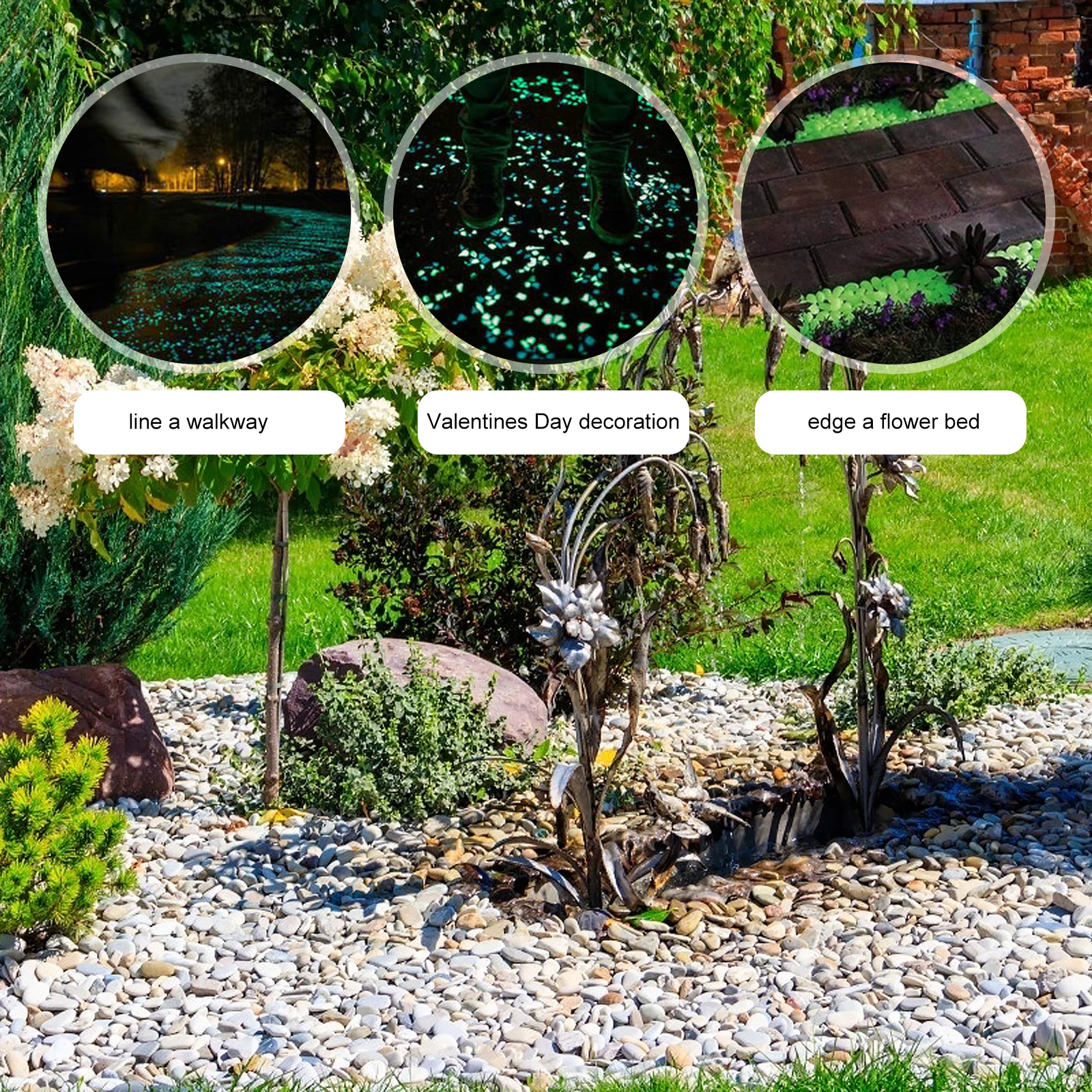 

Luminous Stone Night Glow Decorative Pebbles Rocks for Fish Tank Aquarium Garden Pathway Landscape Valentine Decoration