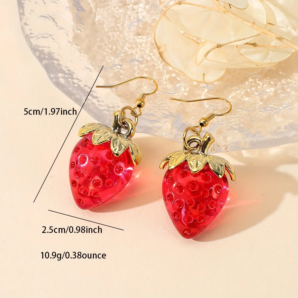 Fashion Simple Acrylic Strawberry Pendant Earrings For Women Sweet Fruit Red Pink Transparent Earring Girls Lovely Jewelry Gifts