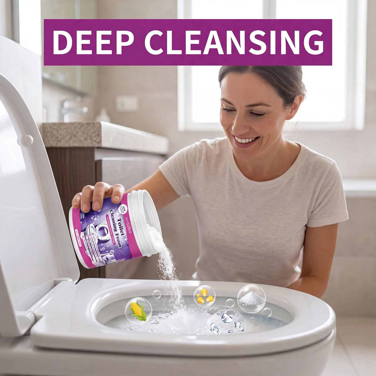 100g Jar Toilet Bowl Powder Cleaner Stain Limescale Odor Remover Deodorizing Descaling Bathroom Household Daily Cleaning Care
