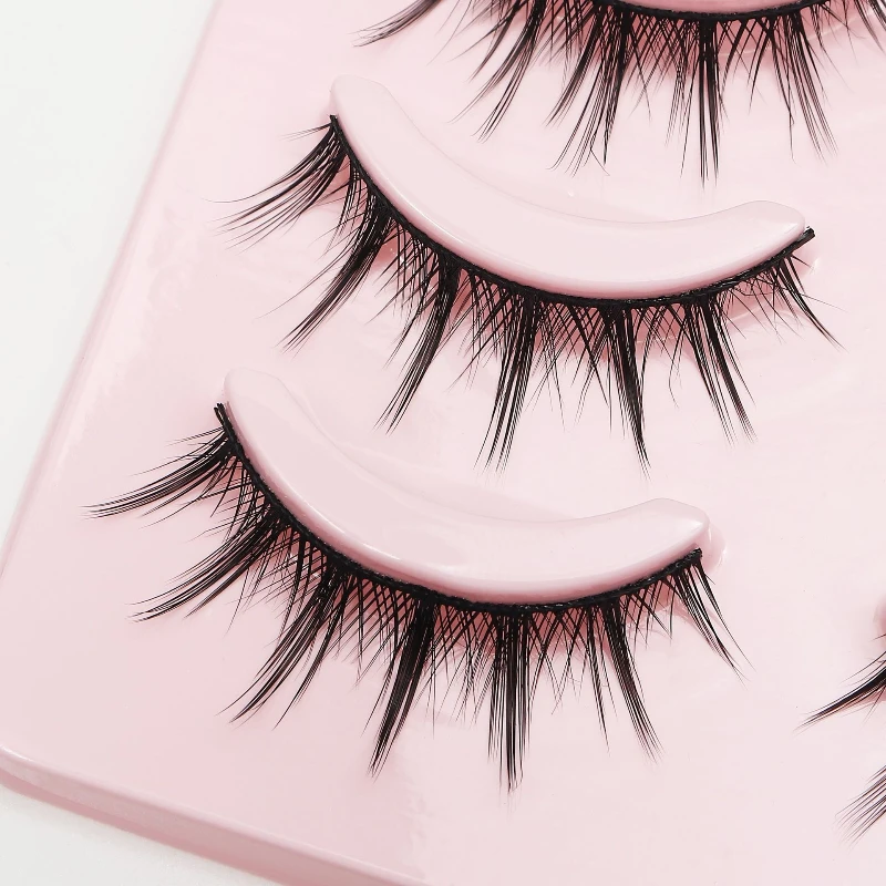 5 Pairs Eyelashes Manga Lashes Natural False Natural short Transparent Terrier Lashes Clear Band Soft Eyelashes Extension Makeup