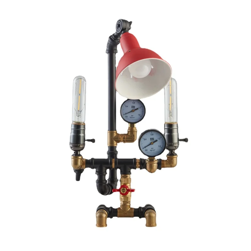 

Retro Industrial Style Loft Decorative Table Lamp Creative Punk Cafe Bar Counter Water Pipe Robot Table Lamp Decoration