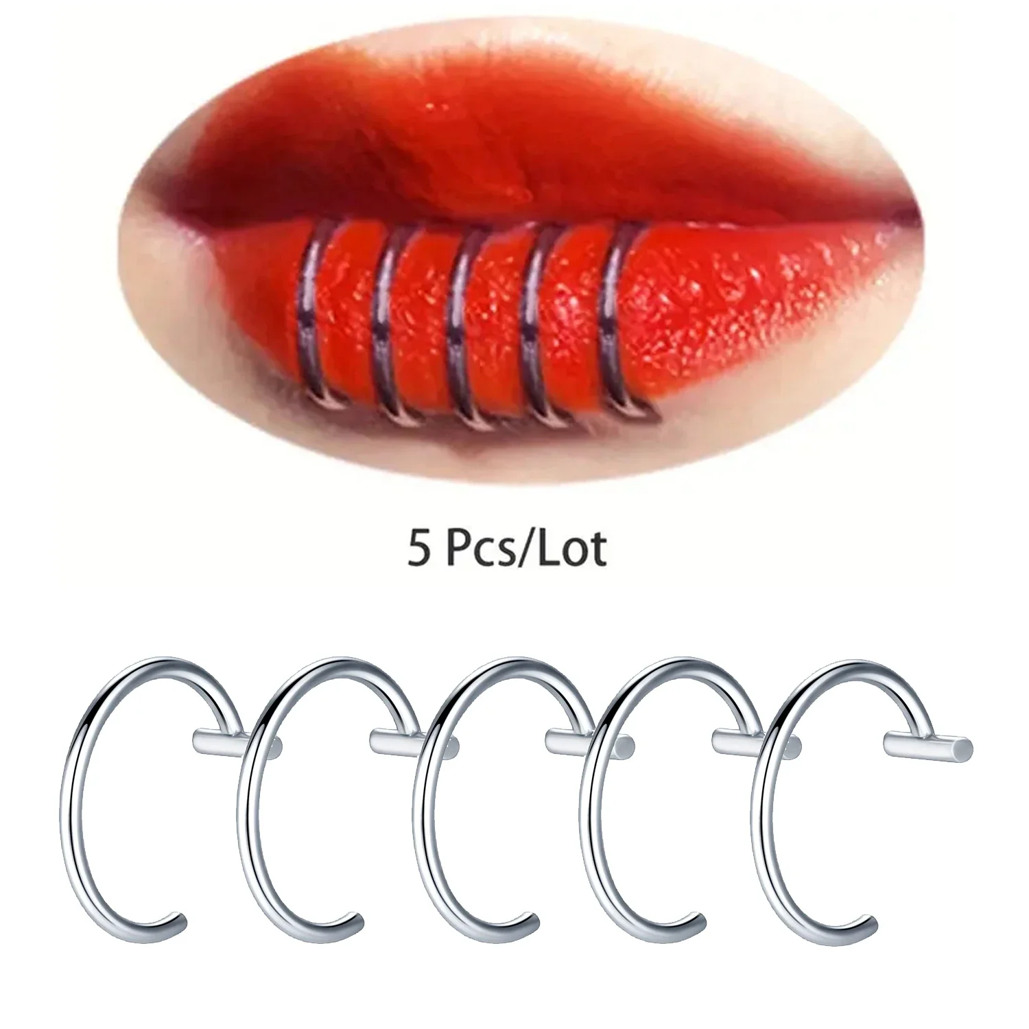 Anneaux en Acier en Forme d'Oreille en Forme de Jules, Faux DiaphLeurs me avec Cerceau Perforé, Bijoux de Corps, 5 Pièces