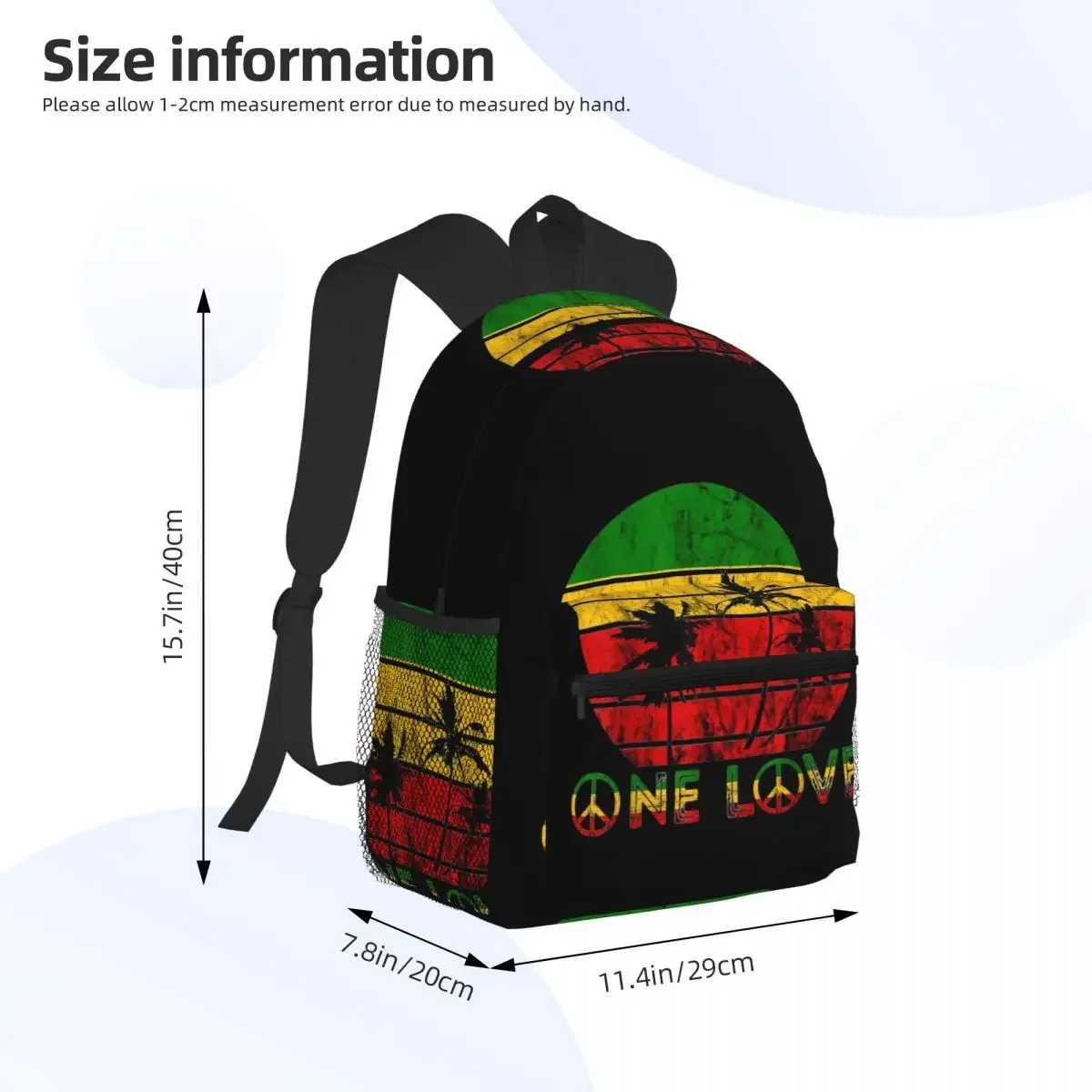 Harajuku Vintage Style Arts Bob Marley One Love Student Backpack School Bag Hiking Daypack for Men Women Bookbag Shoulder Bags