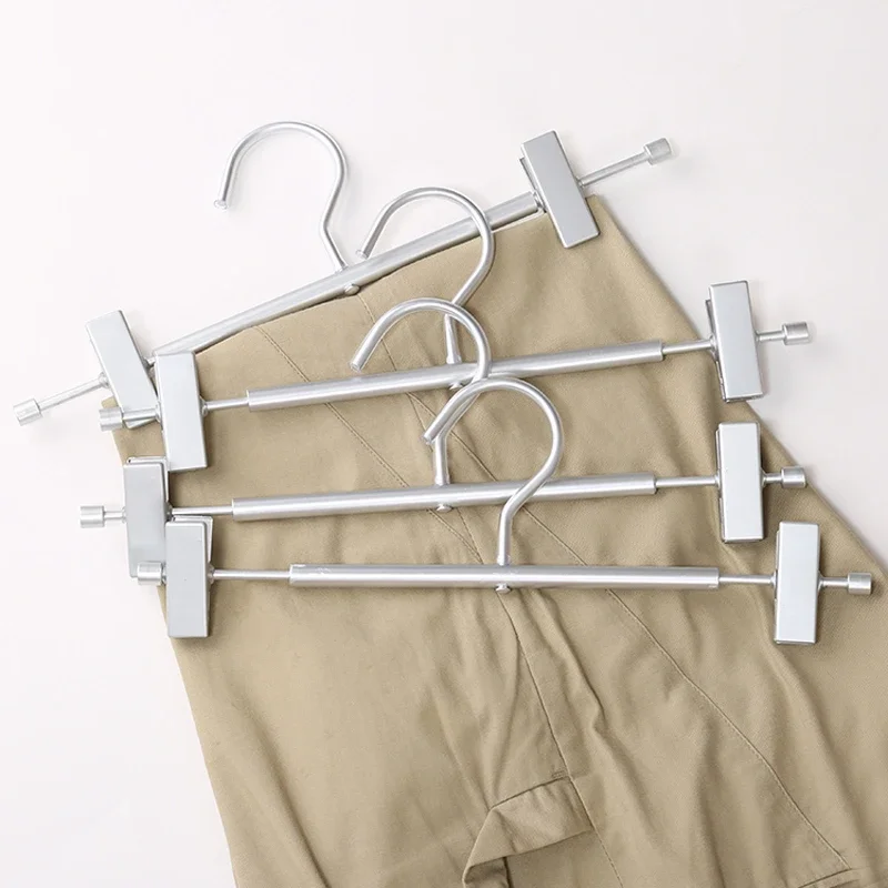 Storage aluminum alloy pants rack, retractable wardrobe, household seamless clip, pants hanging multi-functional anti slip pants