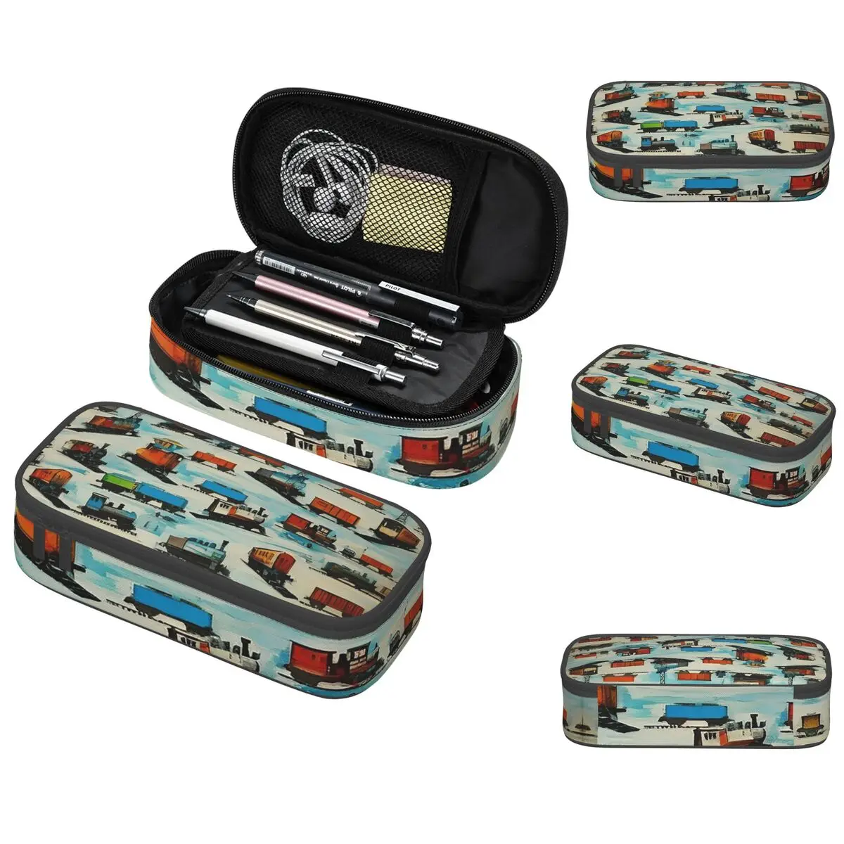 Cartoon Train Models Display Design Pencil Case for Boys Girls School Pen Box Pencil Bag Stationery Supplies Pen Holder Bag