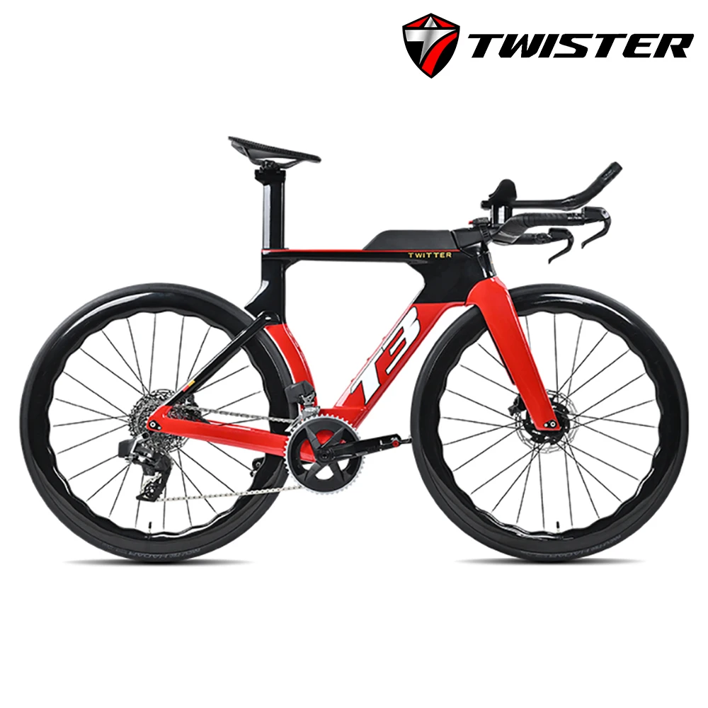 

TWITTER 28inch Carbon Road Bike 24Speed Electronic Shifting Hydraulic Disc Brakes Triathlon Racing Bicycle Lightweight