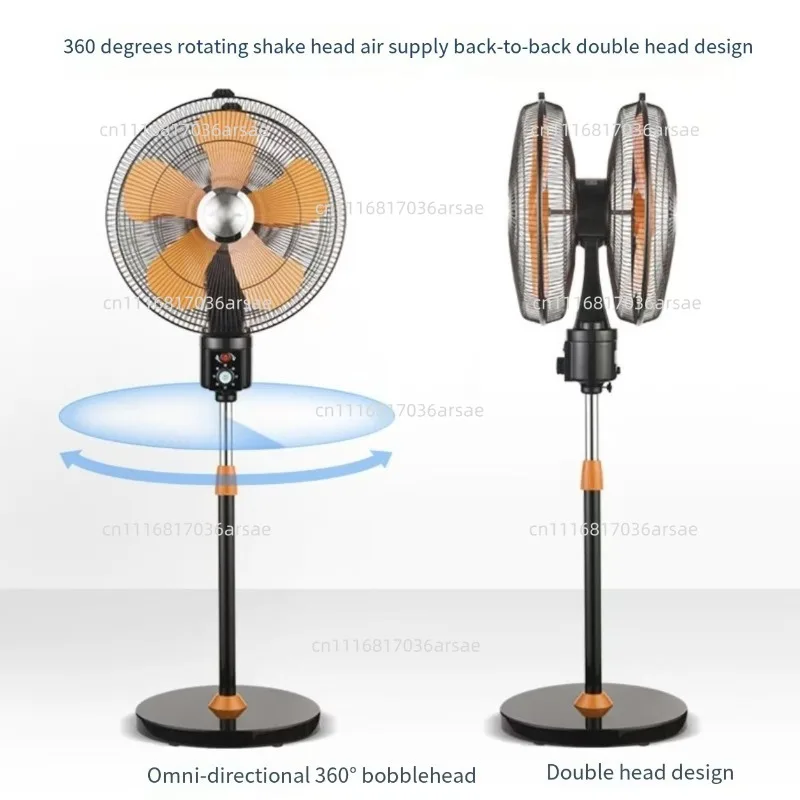 Dual-head Electric Fan, 360° Rotating Fan, Commercial-Grade 18-Inch Floor Fan, 170W High-Power, 3-Speed Settings