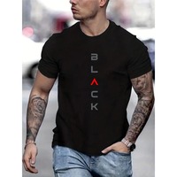 Men's Summer British Printed Casual Loose T-shirt Cotton Black Printed Round Neck Fashion Short Sleeve Y2K Large T-shirt Top