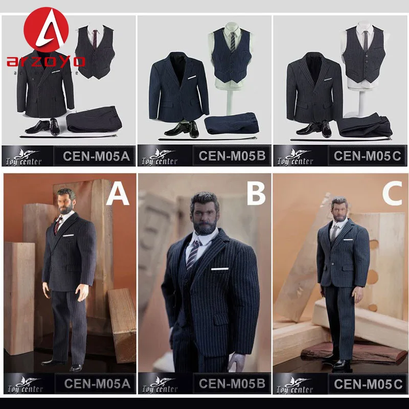 

Toy Center CEN-M05 1/6 Scale Male Gentleman Striped Suit Clothes Model Fit AT027 TBL M34 M35 Strong Muscular Action Figure Body