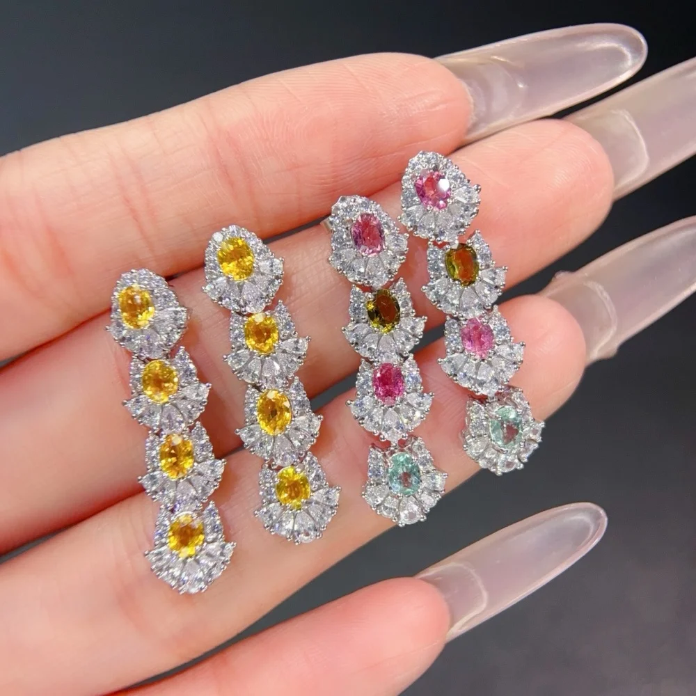 S925 3×4mm Sterling Silver Natural Gemstone Earring for Women Fashion Healing Jewelry Stylish Accessory Sweet Gift 1 Pair