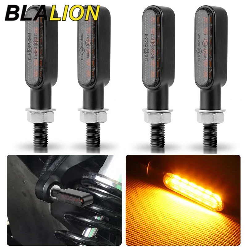 BLALION 2pcs 6 leds Motorcycle Indicators Mini LED Turn Signal Light Flasher Amber Lamp Blinker For Yamaha Kawasaki Cafe Racer