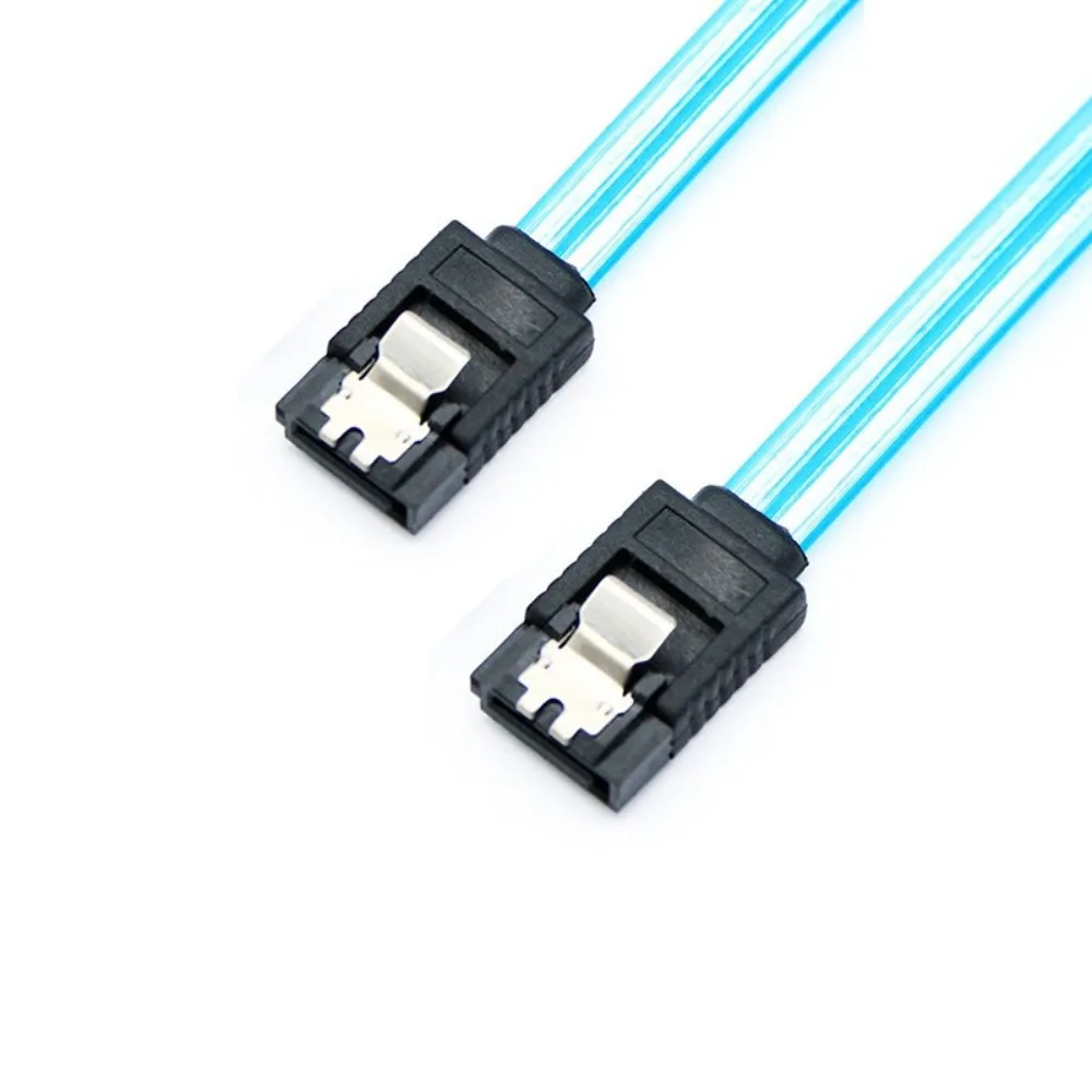 50CM SATA 3.0 Cable 6Gbps High Speed Transparent Blue SATA III Hard Drive Data Cord With Lock Latch For PC 2.5 3.5 Inch SSD HDD