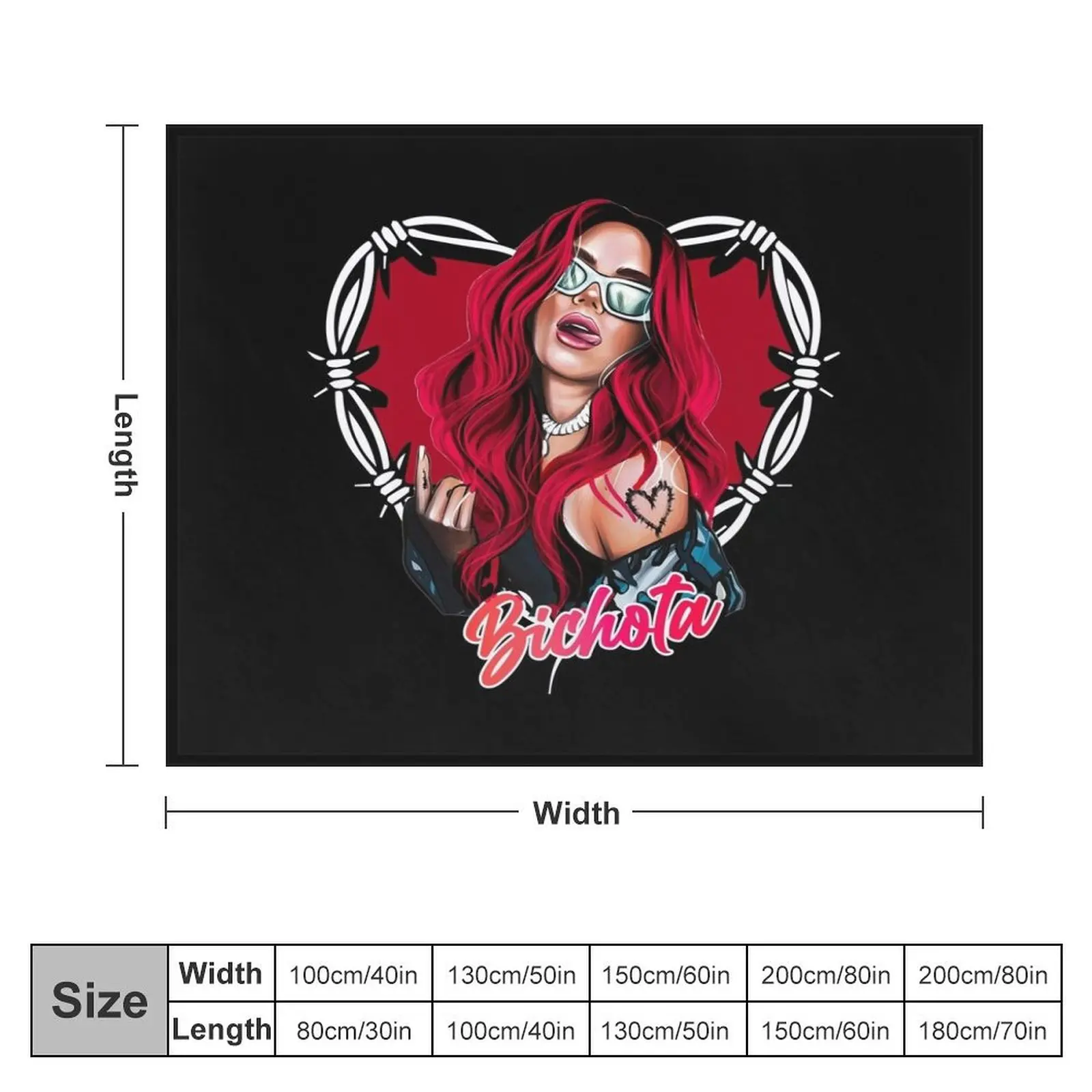 Karol G with red Hair Illustration with Bichota Throw Blanket Blankets For Sofas Summer Beddings Plaid Blankets