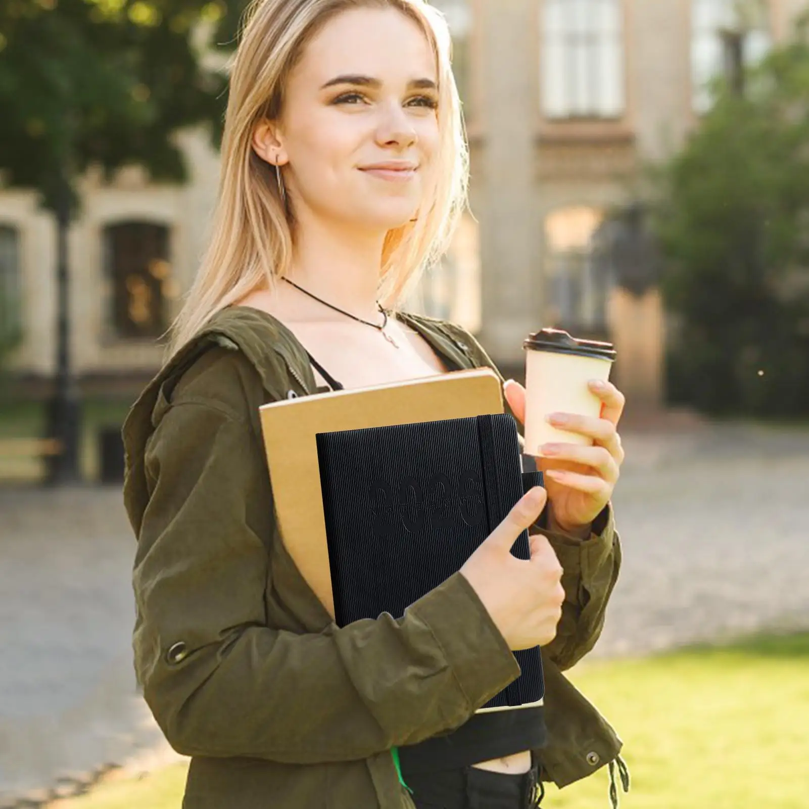 หนังสือกําหนดการ 2026 ตารางการวางแผนพร้อมสายคล้อง A5 โน้ตบุ๊คภาษาอังกฤษแนวตั้งลาย Journal สําหรับฟิตเนส Academic Business Trips