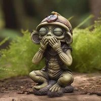 Gothic Fantasy Alien Elf Figurine Set, Meditation Martian Garden Figurine, Art Garden Courtyard Lawn Statue Garden Decoration.