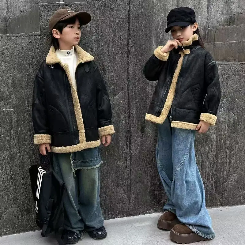 معطف الأولاد مع الصوف في الشتاء، موضة خريف وشتاء الأطفال الجديدة الأنيقة 2025، معطف فردي عصري ومريح #2