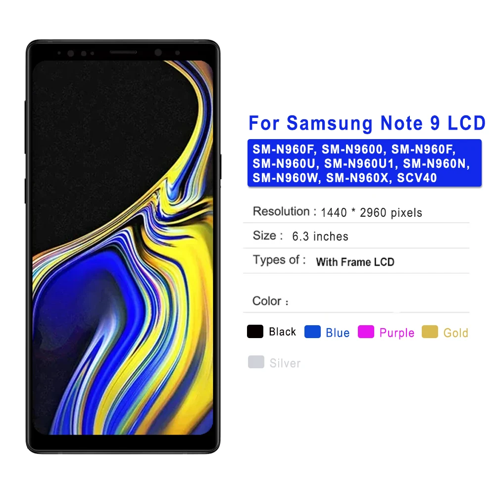TFT LCD For Samsung Galaxy Note 9 N960 LCD Touch Screen Digitizer Assembly Replacement For Samsung Note9 N960F/DS LCD Screen