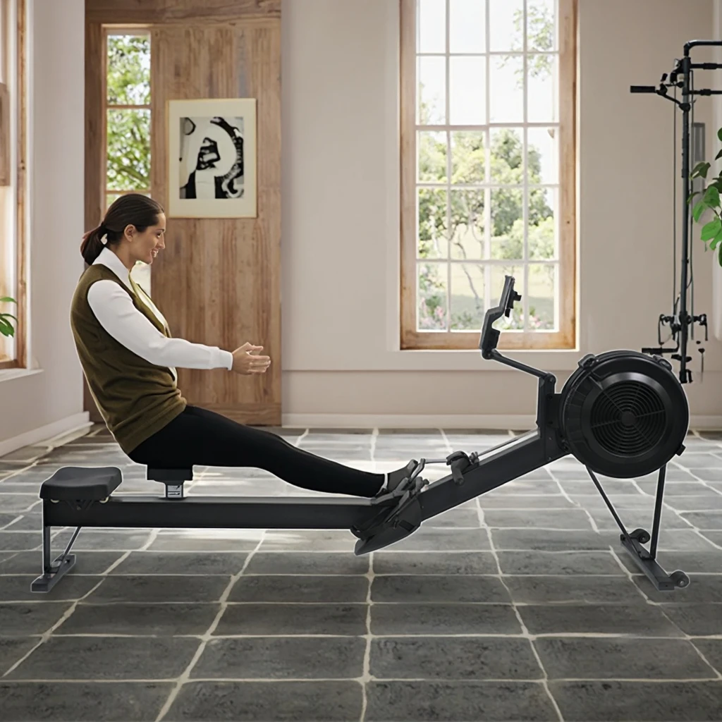 Affordable Air Rower, 8/16 Levels, ABS-Aluminum Frame, Digital  for Gym Body Workout
