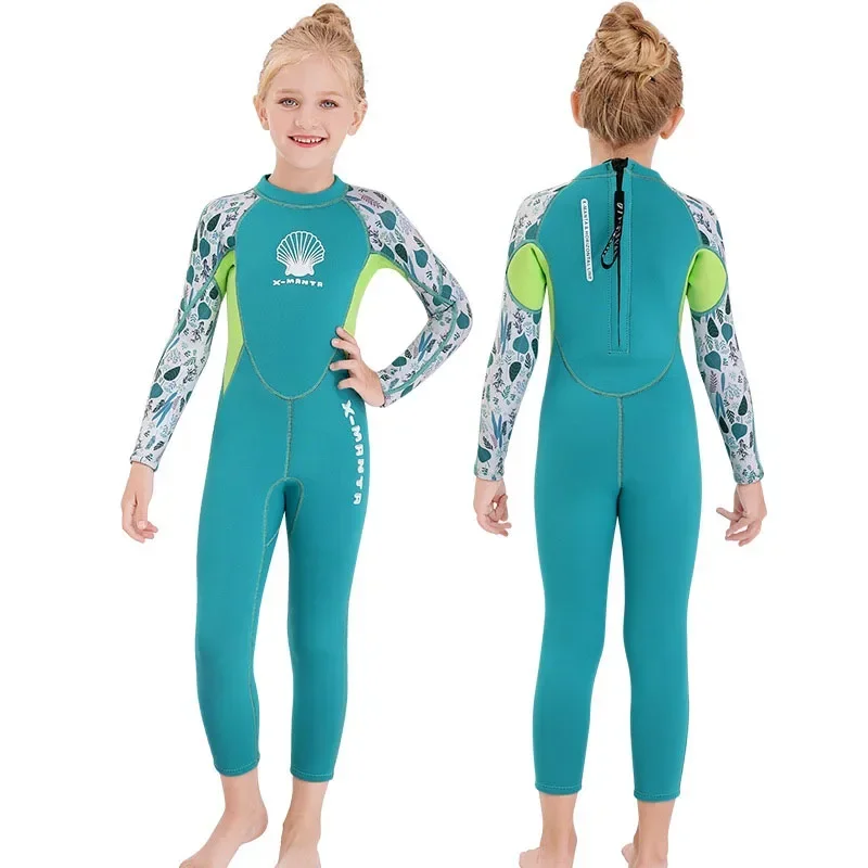 2.5mm Neoprene Kids Wetsuit Children Warm Diving Suits Swimwear Girls Long Sleeve Surfing Swimsuits Jellyfish Sun Protection