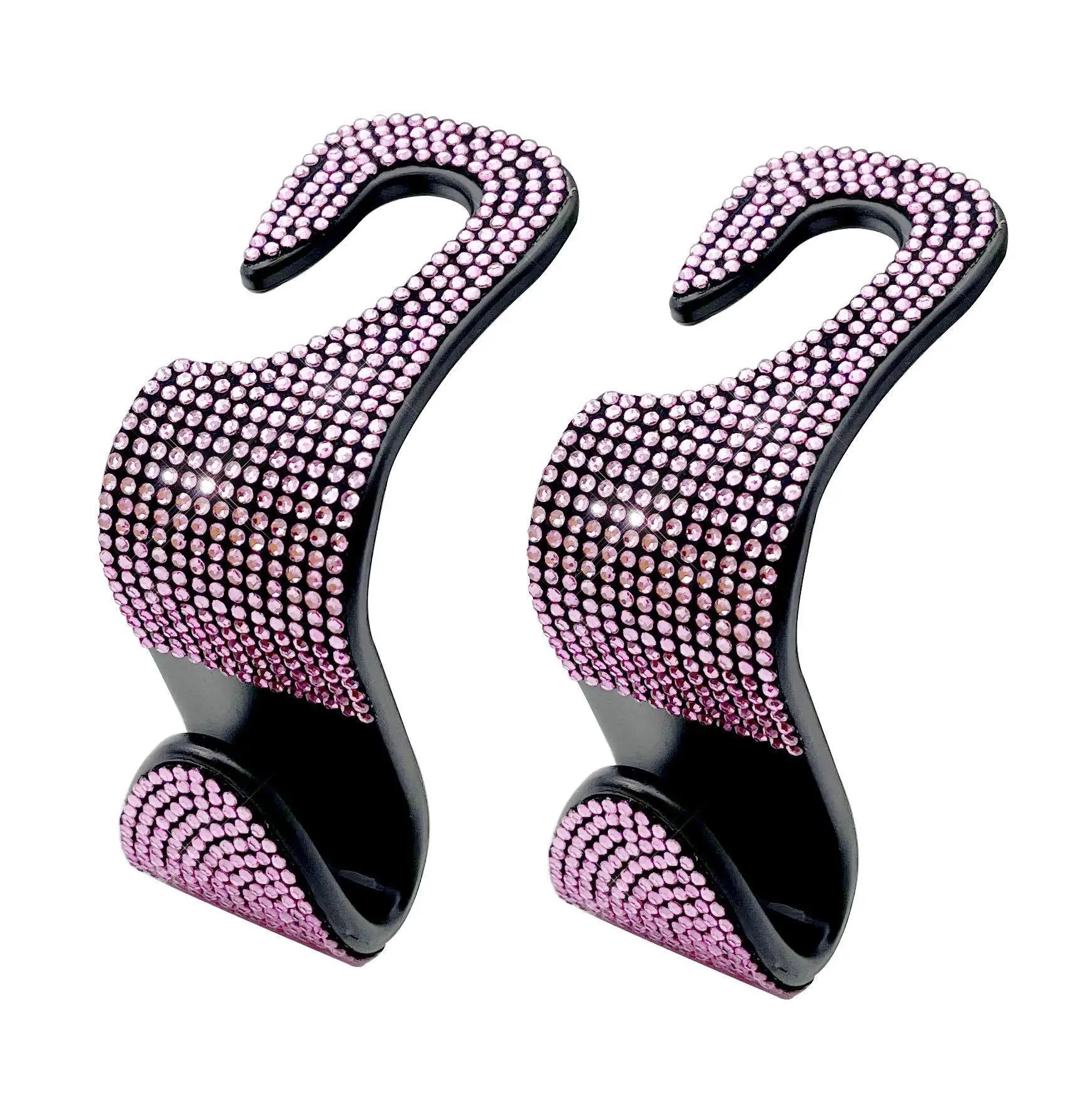 2PCS Diamond Car Seat Back Hooks Bling Rhinestones Hanger Universal Auto Headrest Storage Holder Interior Accessories For Girls