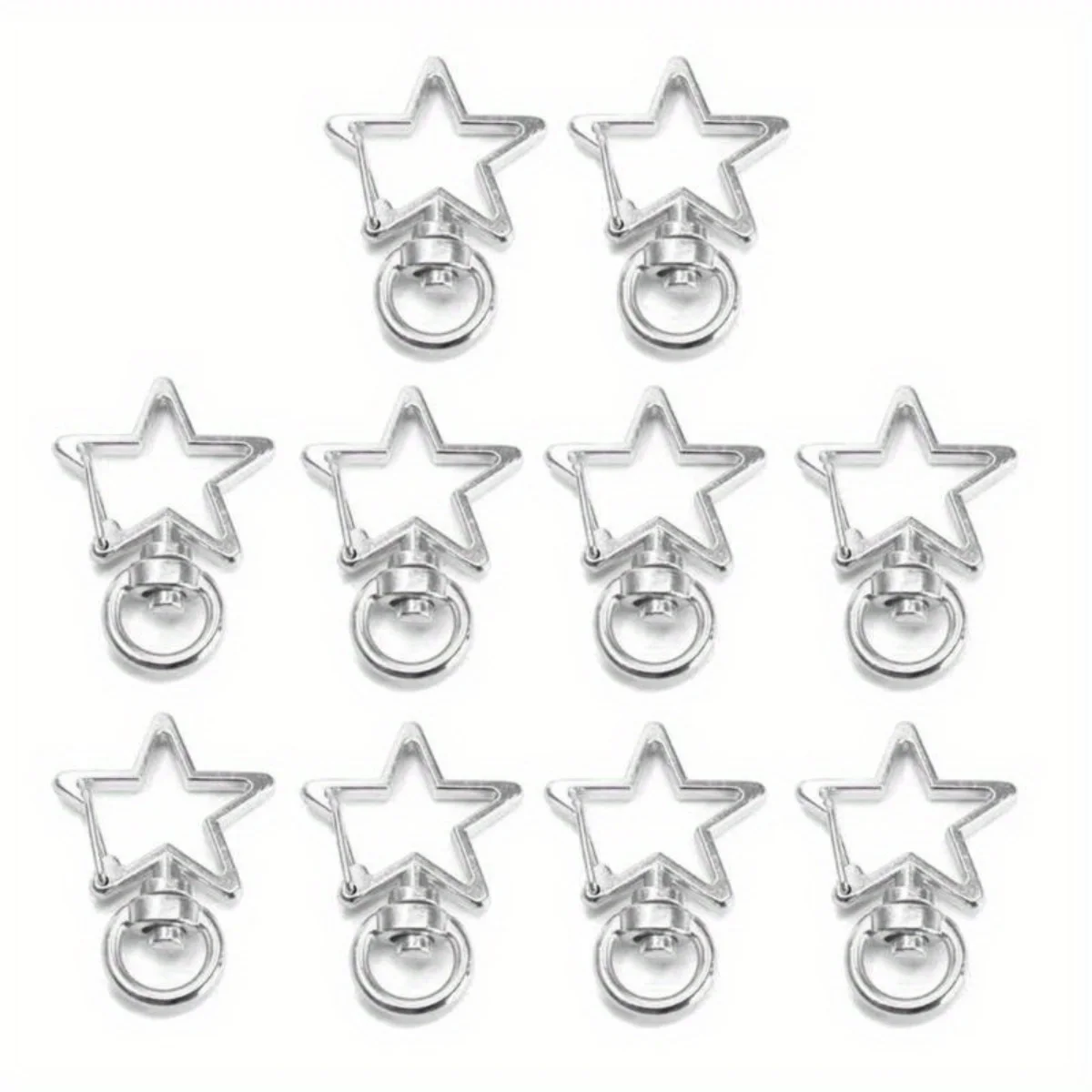 30pcs Silver Color Snap Hook Star Keychain Set