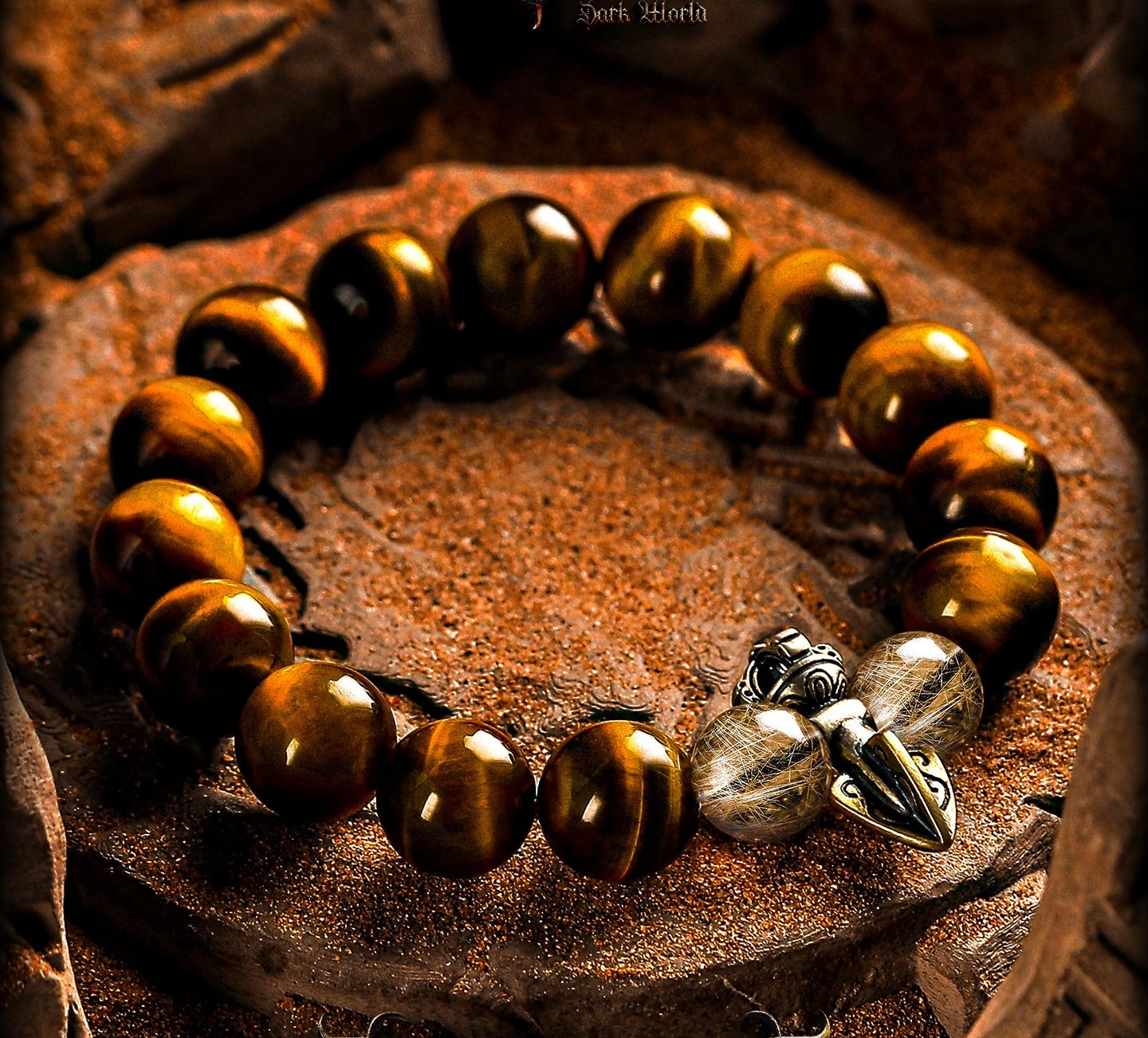 [God's Domain] Natural Golden Hair Crystal Bracelet Boys Lightning Tiger's Eye Bracelet Beads